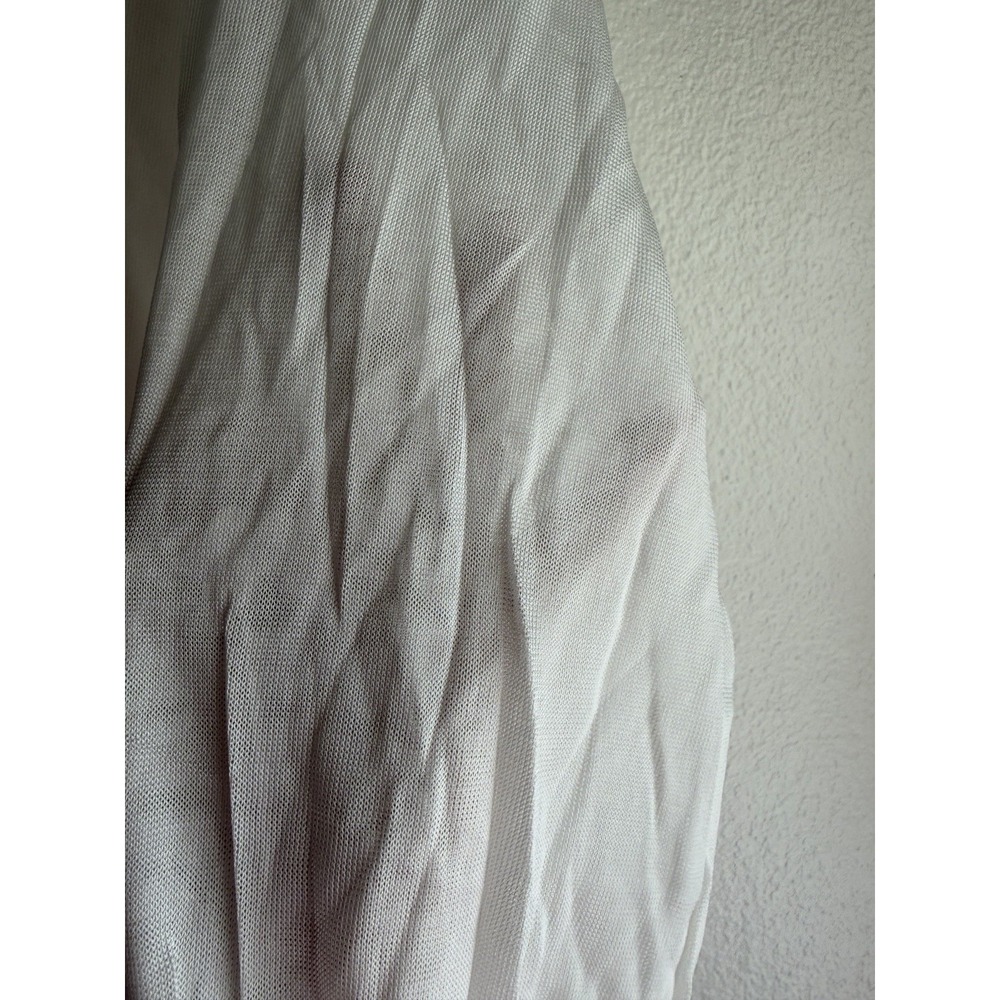 NWT White House Black Market Sz Large Sheer V Neck Long Women White Blouse - Picture 4 of 8